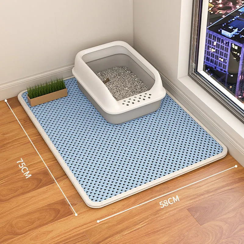Double layer waterproof cat litter mat in beige colour with non-slip backing