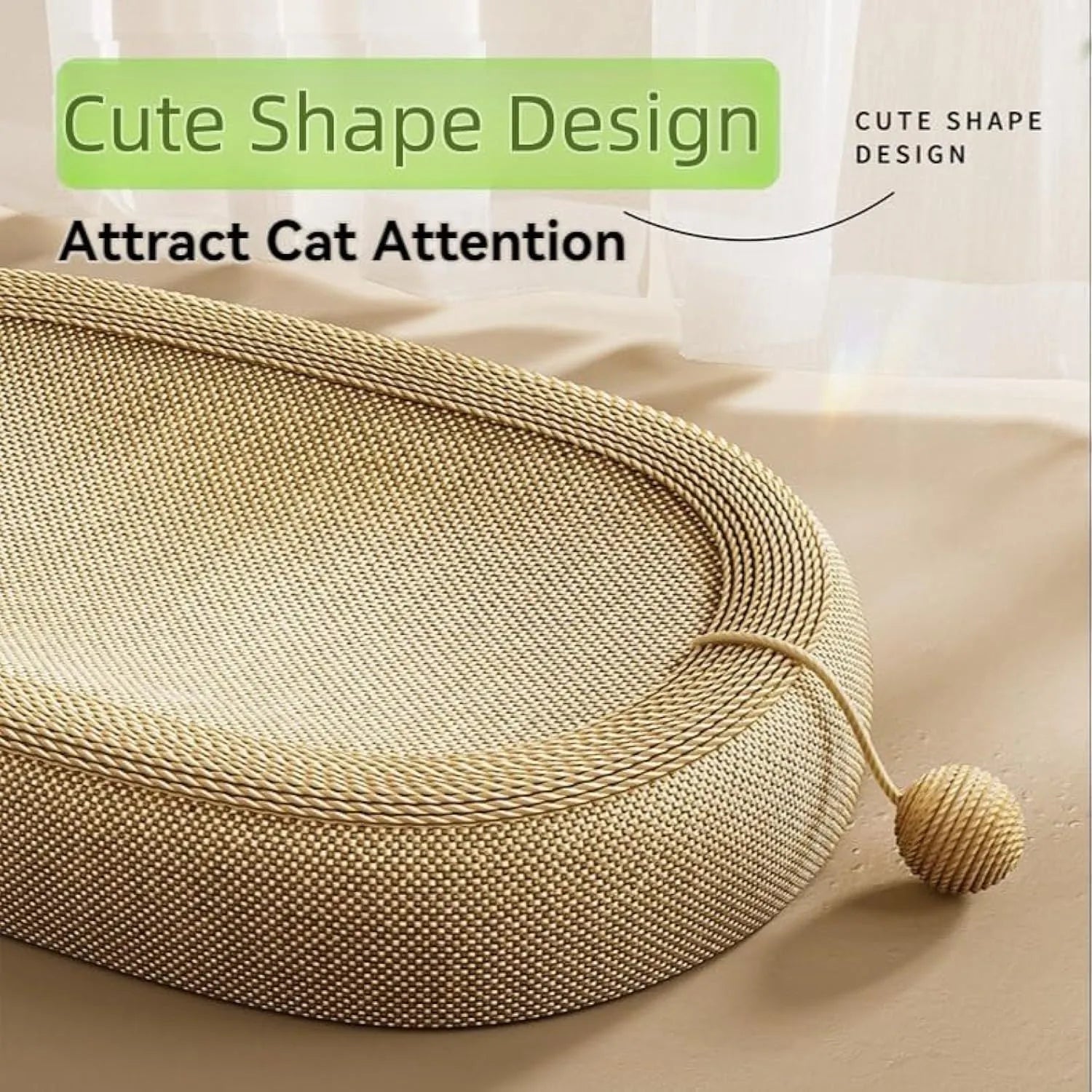 Large rectangular sisal cat scratching board with a flat lounge area on top.