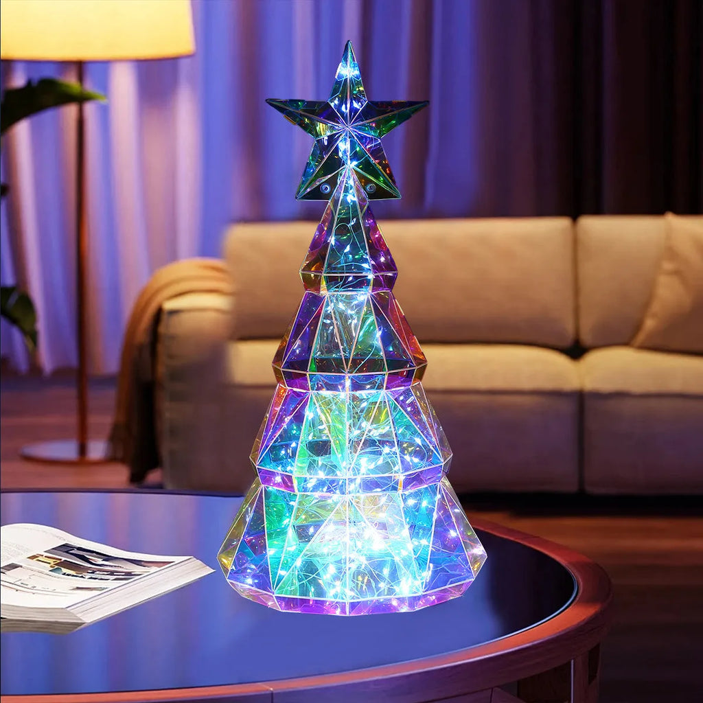 Colourful cartoon luminous Christmas tree decoration with battery-operated lighting