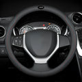 Black two-colour leather steering wheel cover with 38cm diameter for Suzuki vehicles