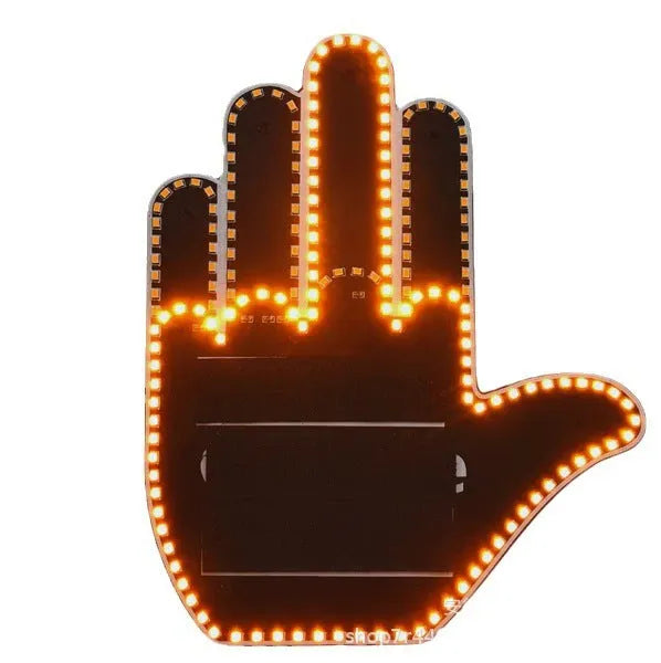 Black plastic car gesture light with LED illuminated hand gestures and remote control