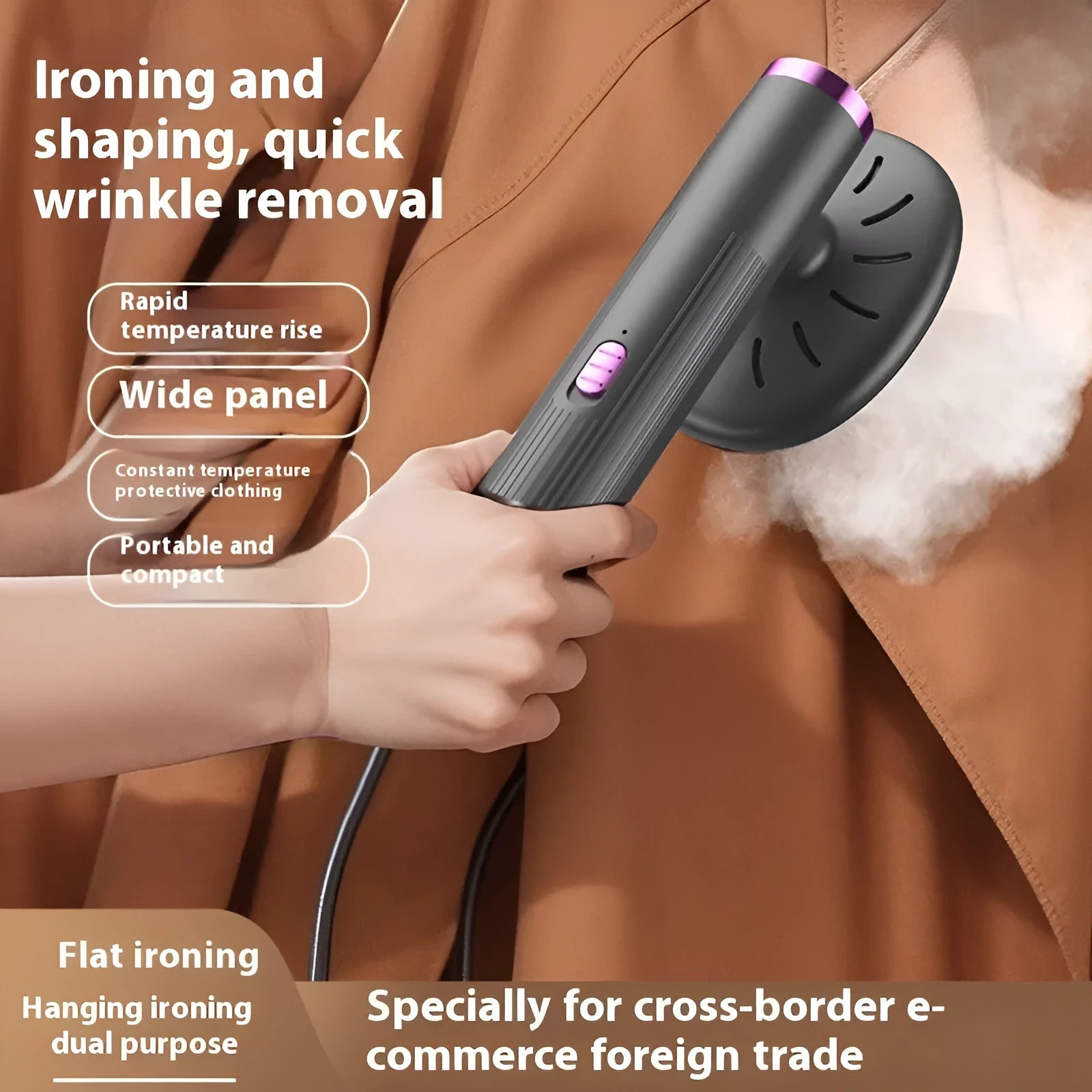 USB handheld garment steamer in Cream Yellow with two gear temperature adjustment and compact design