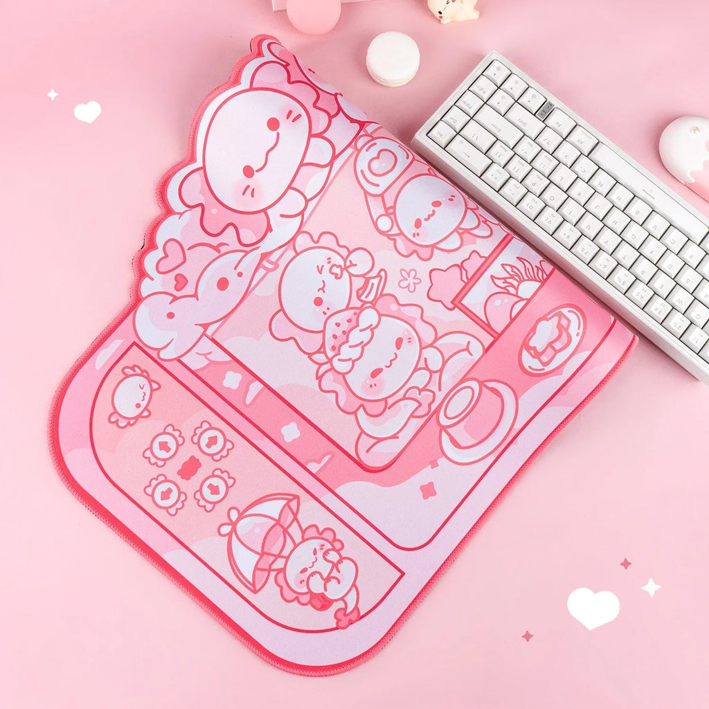 Hexagonal dragon crane machine anime design cloth mouse pad measuring 75 × 40cm with wrist support