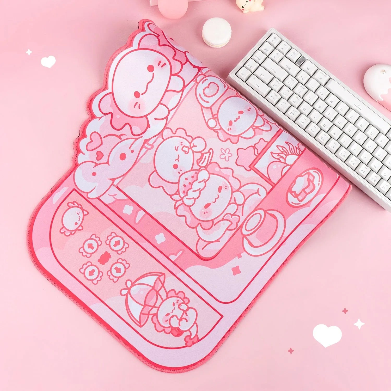 Hexagonal dragon crane machine anime design cloth mouse pad measuring 75 × 40cm with wrist support
