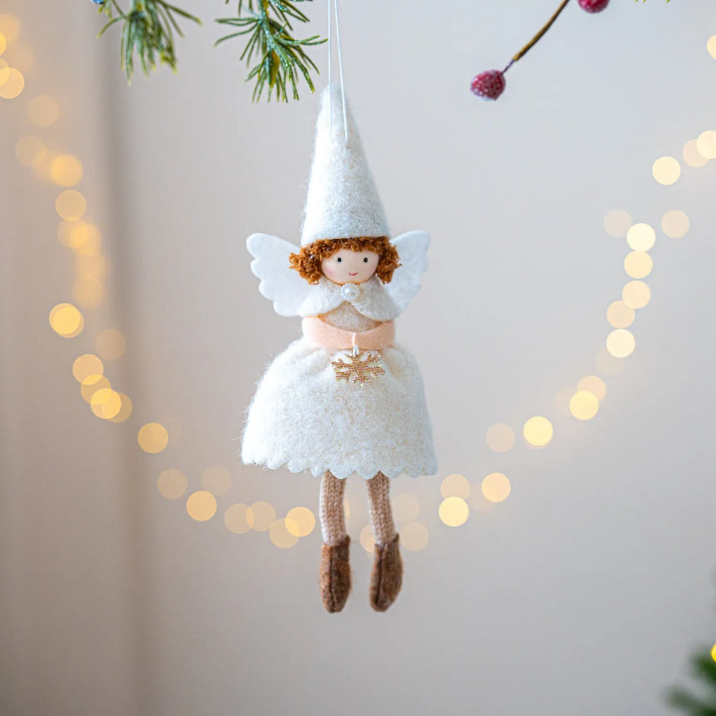 Cloth Christmas angel pendant with felt skirt in modern simplicity style