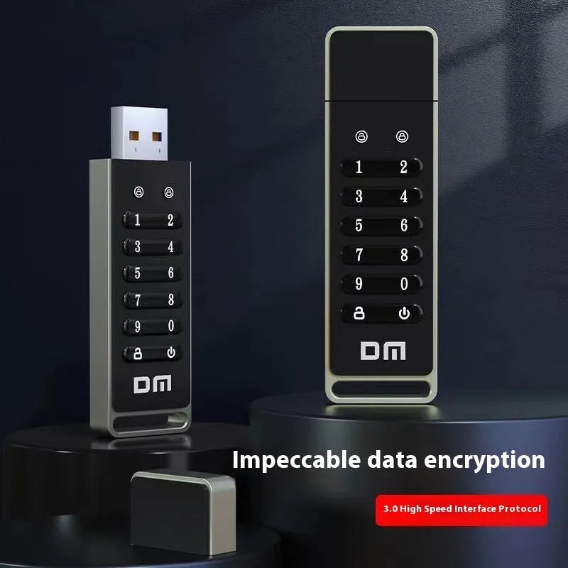 64GB fingerprint encryption USB flash drive with metal casing showing USB 3.0 connector