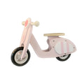 Pink wooden toddler balance scooter with 10-inch wheels for children aged 1 to 6 years.
