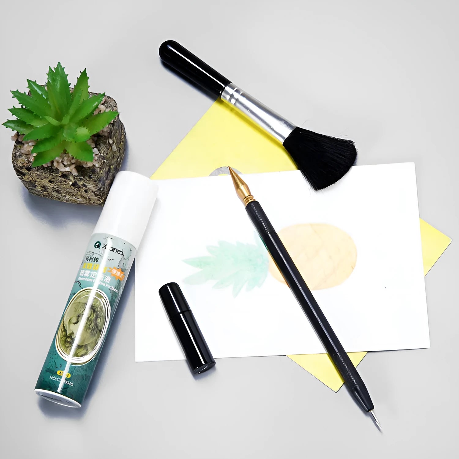 Scratch painting repair tool kit with scratching pens, brushes and repair solution