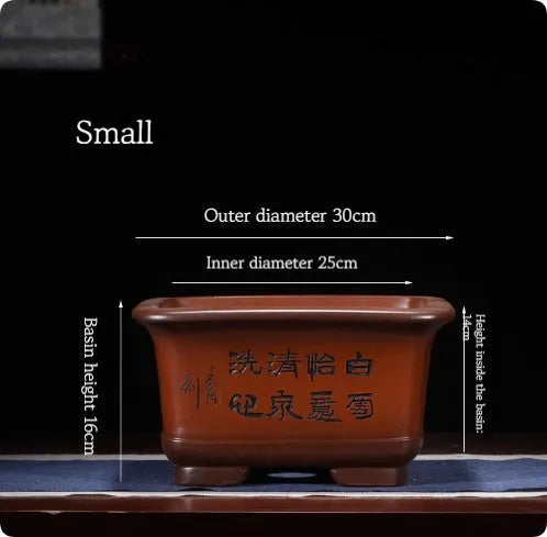 Large purple clay Chinese style flower pot for indoor plants