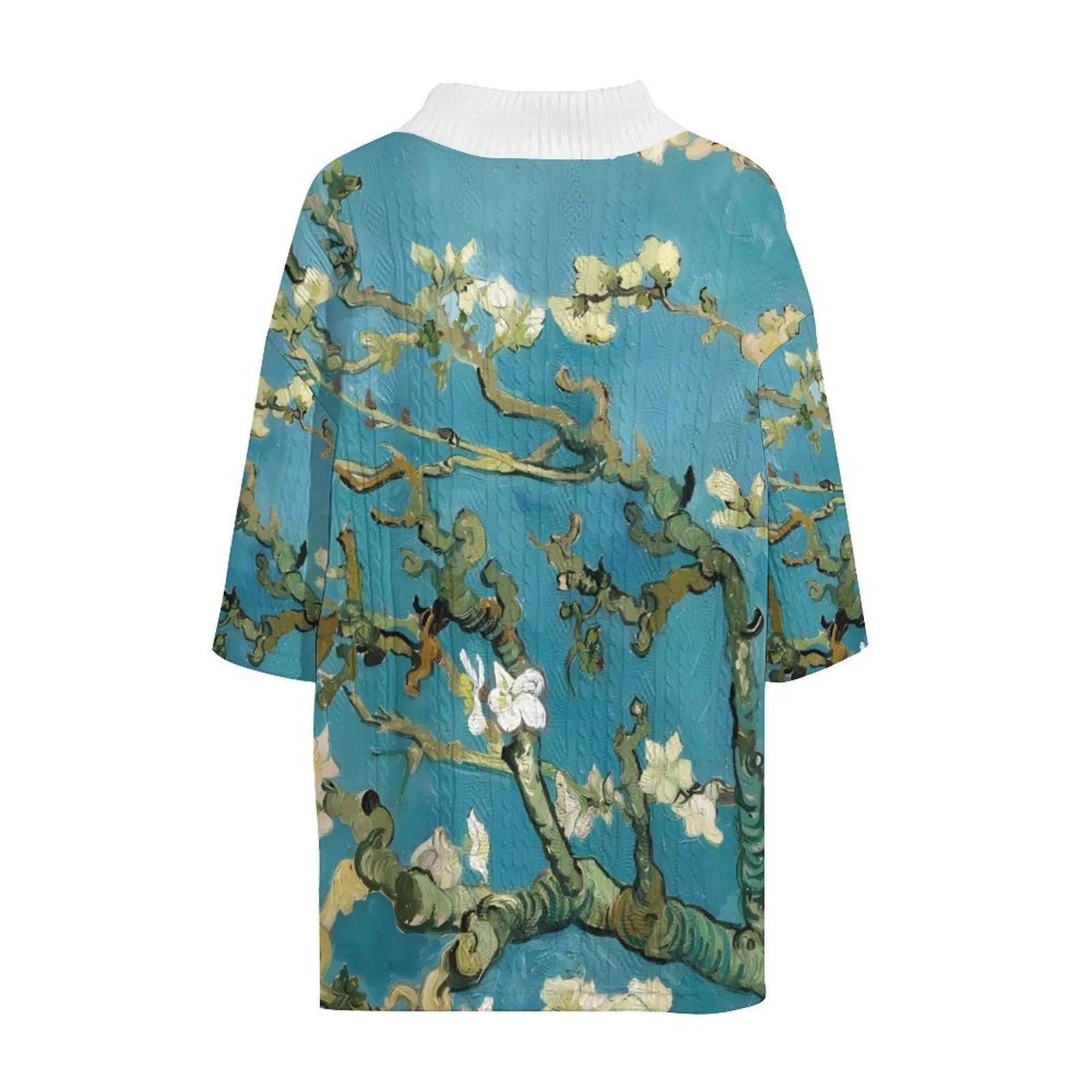 Peacock blue men's 3D printed knitted casual shorts suit with T-shirt style top and mid-length trousers
