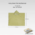 Emergency disaster relief tent kit with sleeping bag and raincoat in orange and green colours