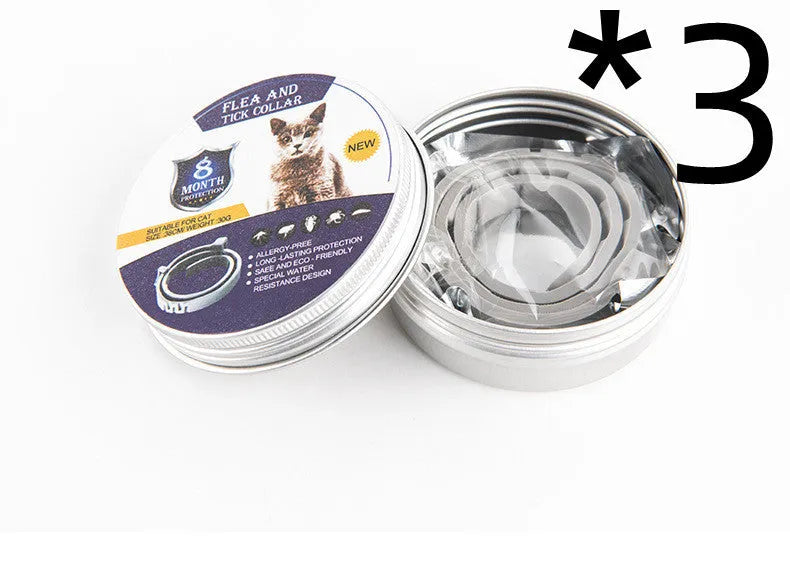 Adjustable pet anti-mosquito collar for cats and dogs, made with TPR silica gel and natural plant extracts, waterproof design