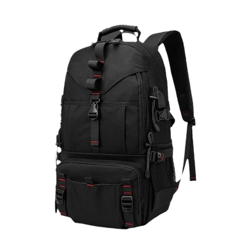 Men's large waterproof Oxford cloth hiking backpack in multiple colour options on a neutral background.