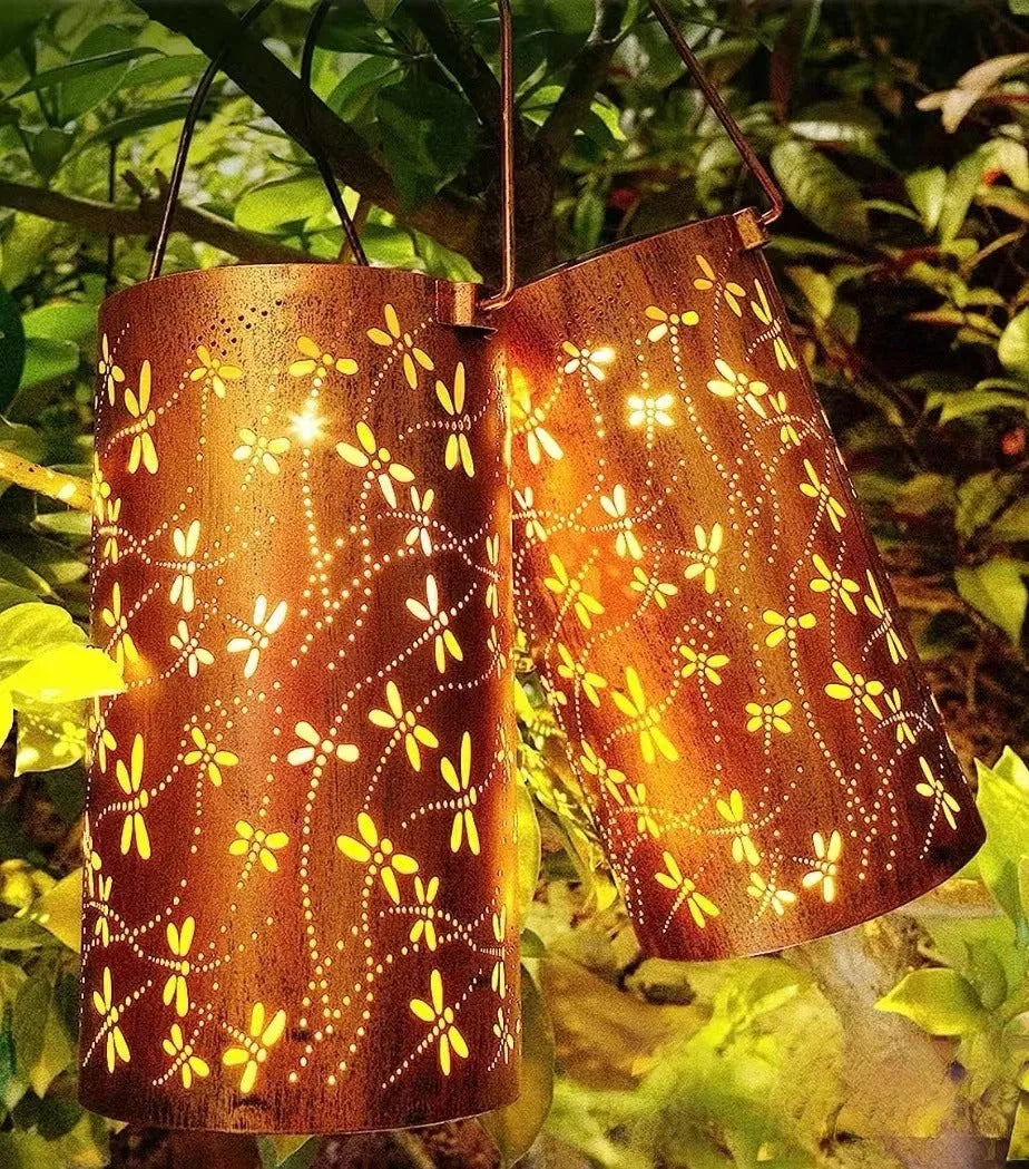 Solar ceiling lamp outdoor waterproof decorative iron hanging lamp for courtyard with IP55 protection