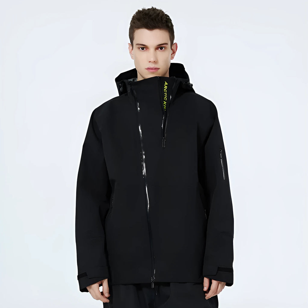 Men's and women's thin windproof waterproof ski suit in yellow, black, grey, and liner colours