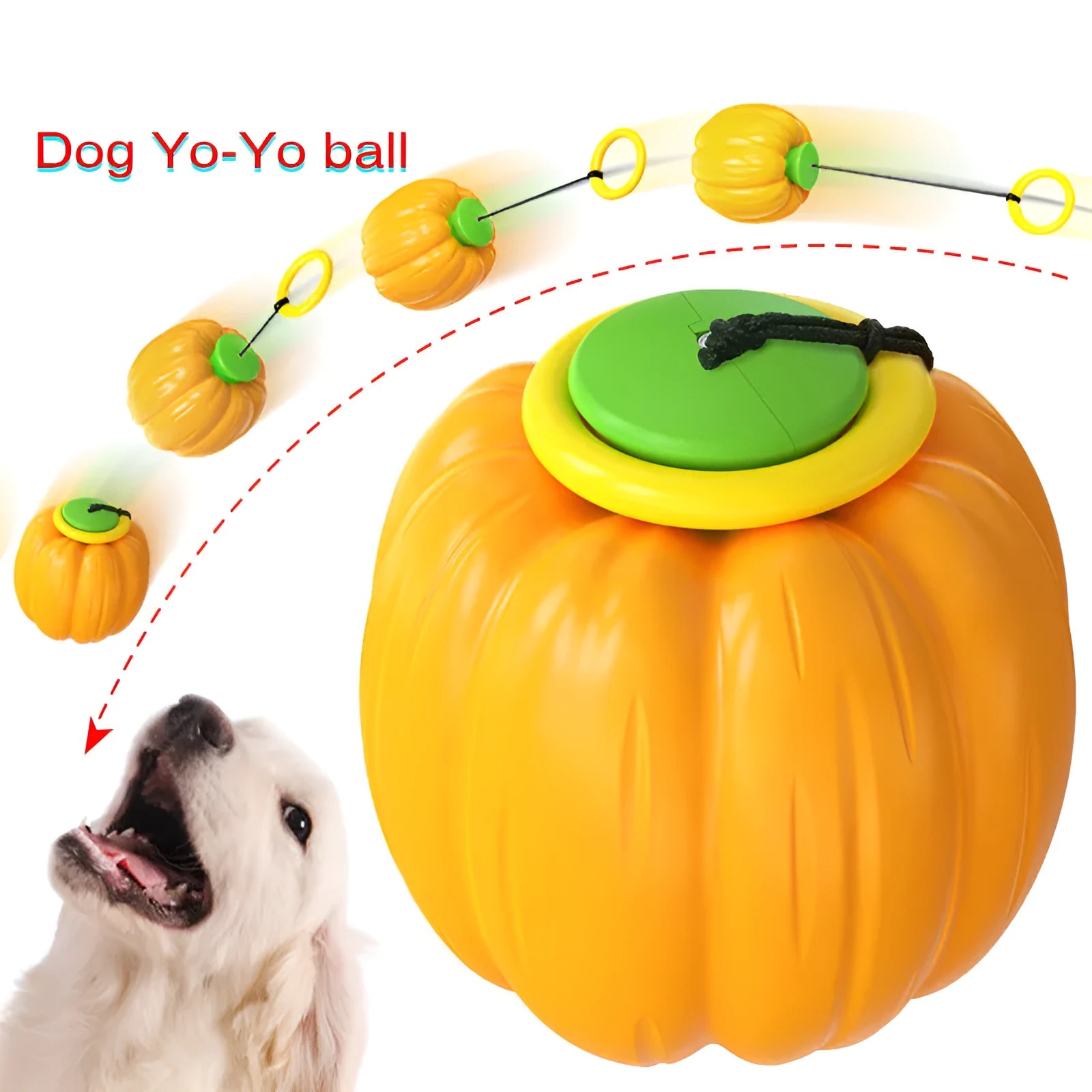 Halloween pumpkin design squeaker dog chew ball toy for puppies