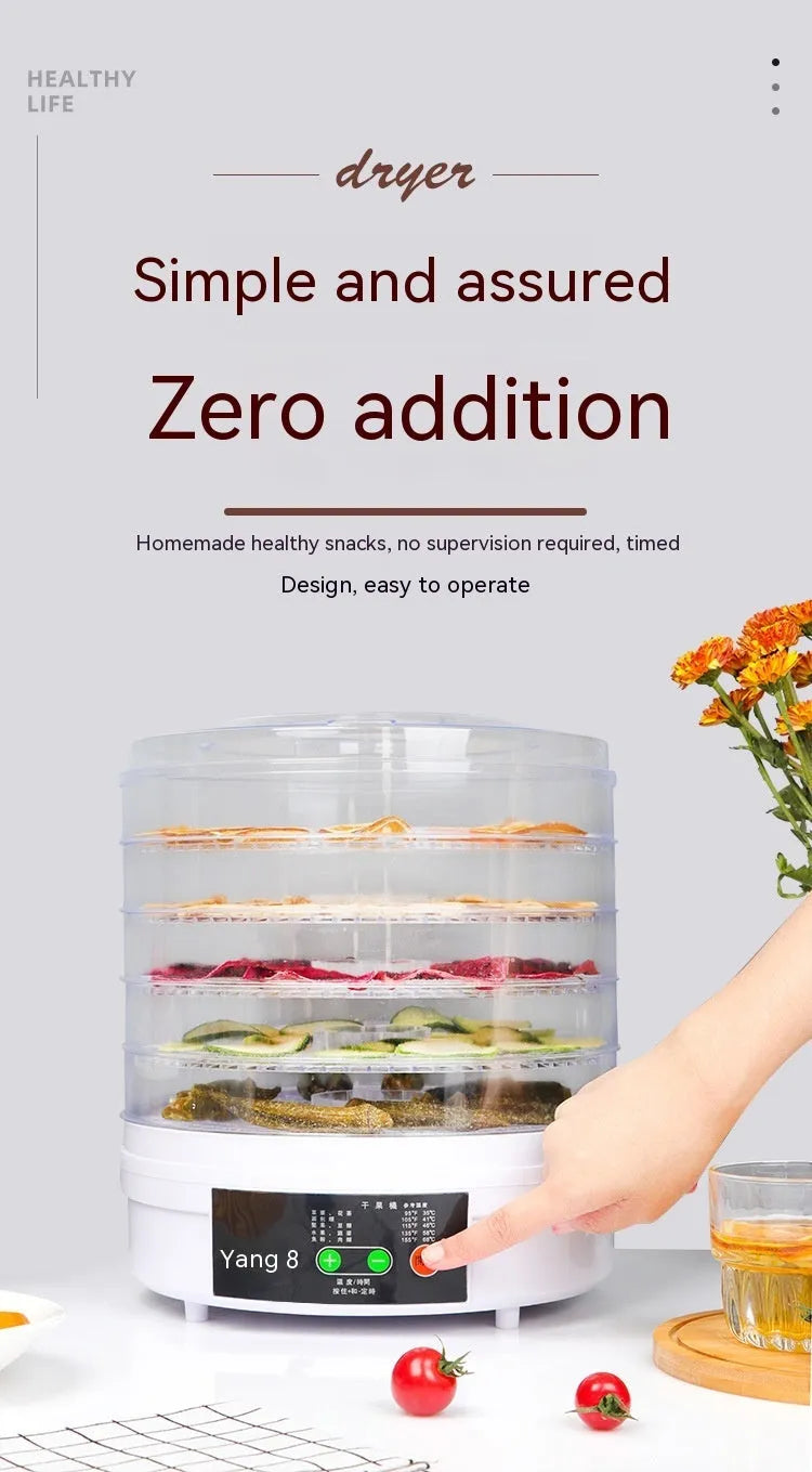 Seven-layer household fruit dehydrator food dryer with 350W power rating and removable shelves