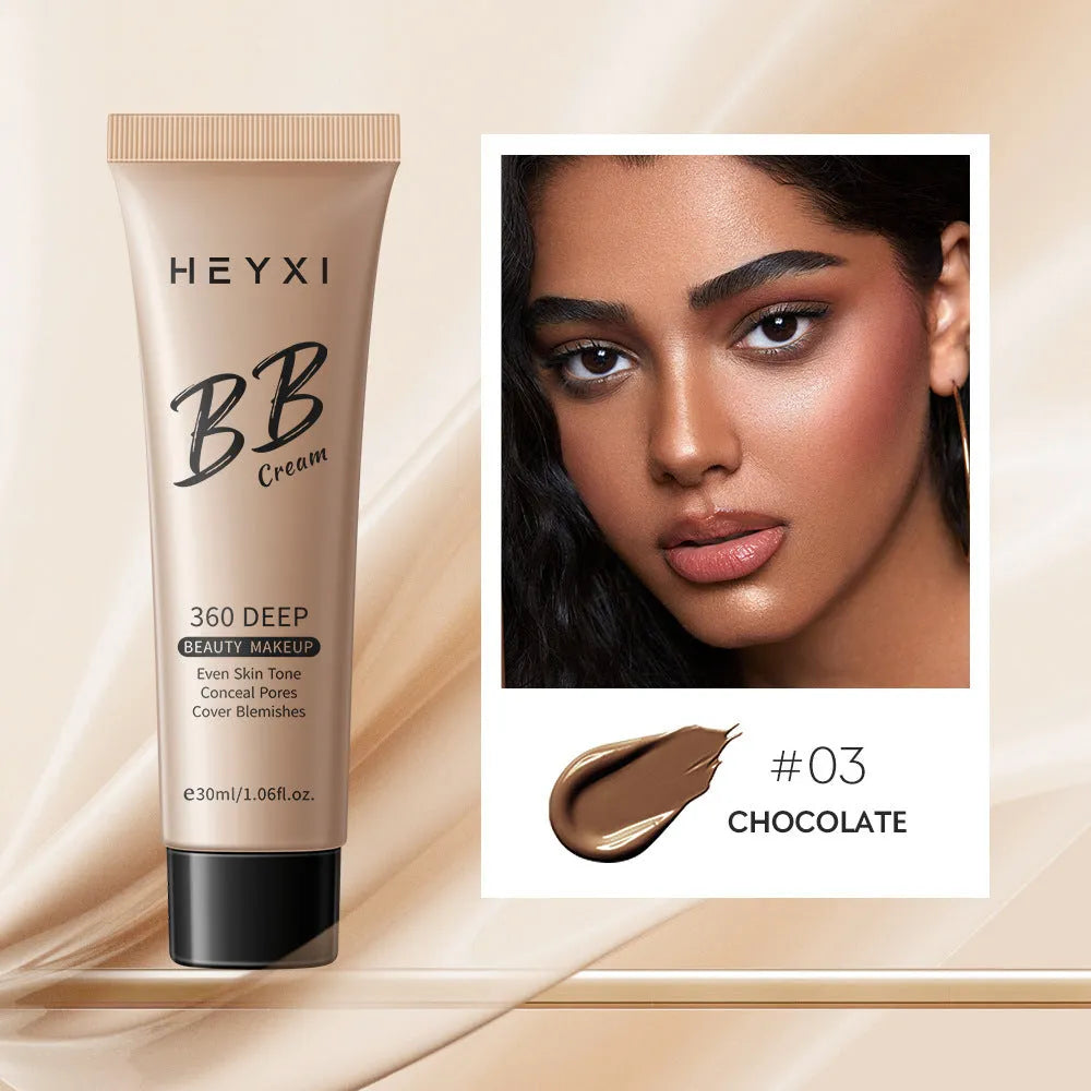 Tube of waterproof, sweat-proof BB cream in one of four colours (01, 02, 03, 04) for universal skin types.