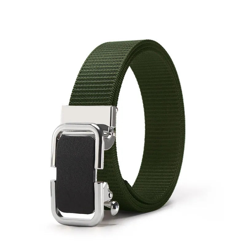 Men's nylon canvas slide belt with toothless adjustment buckle in multiple colour options