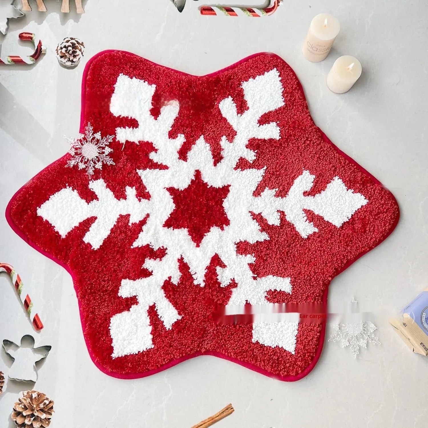 Christmas printed polyester fibre round carpet mat in 60x60cm or 80x80cm size