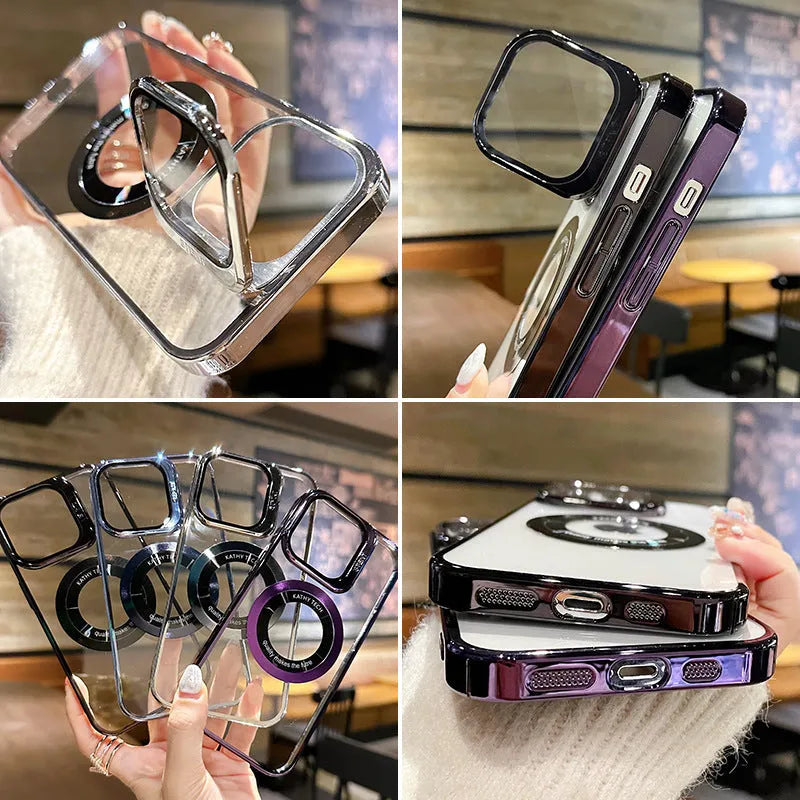 MagSafe-compatible hard PC iPhone case in dark purple colour with magnetic ring visible.