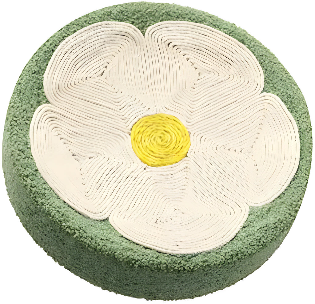Green round sisal cat scratching pad and lounge bed bowl for kittens