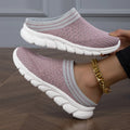 Women's striped flyknit shoes with height-increasing sole and hollowed-out design in three colour options