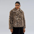 Women's leopard print buckle lapel coat with regular sleeves in street fashion style