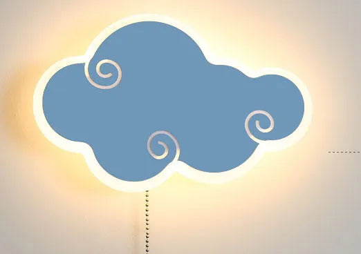Cloud-shaped children's wall lamp in acrylic with multiple colour lighting options