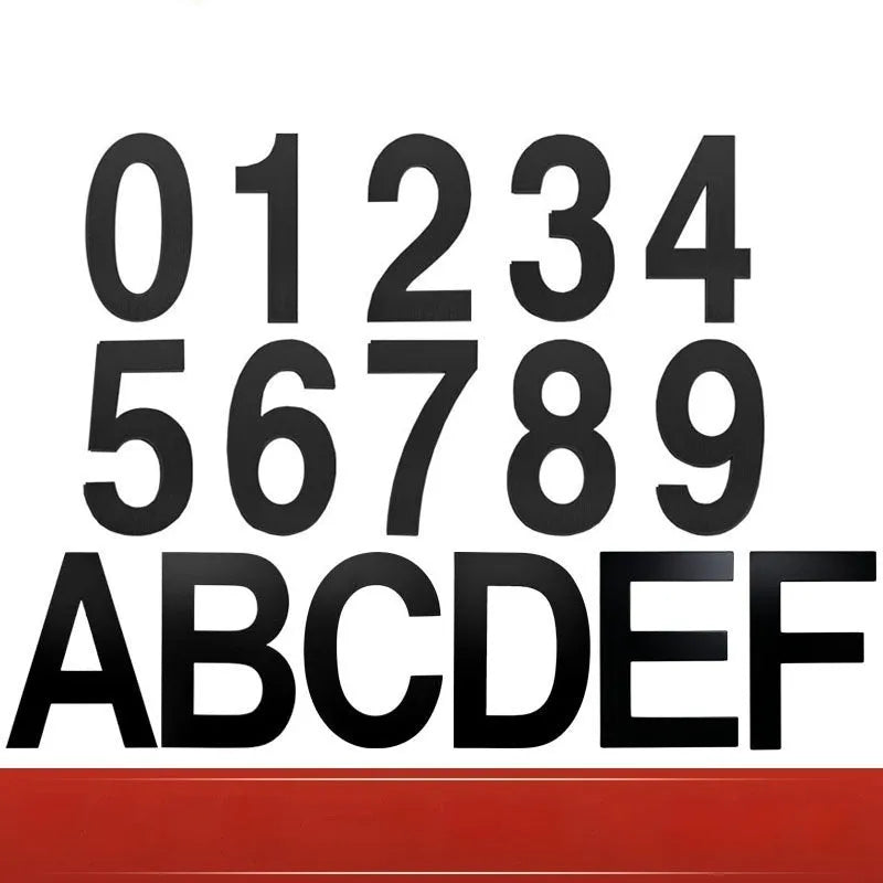 Black stainless steel sticky house number 7.5cm tall with self-adhesive backing.