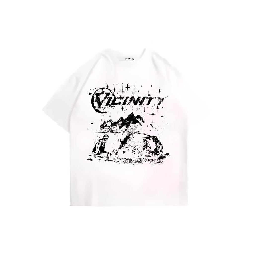 Men's hip hop print T-shirt in retro style, polyester fibre, colour option TKL472, front view