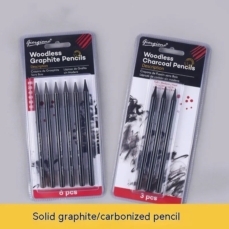 Carbonized pencil suit with solid graphite cores in wooden casing, suction card packaging