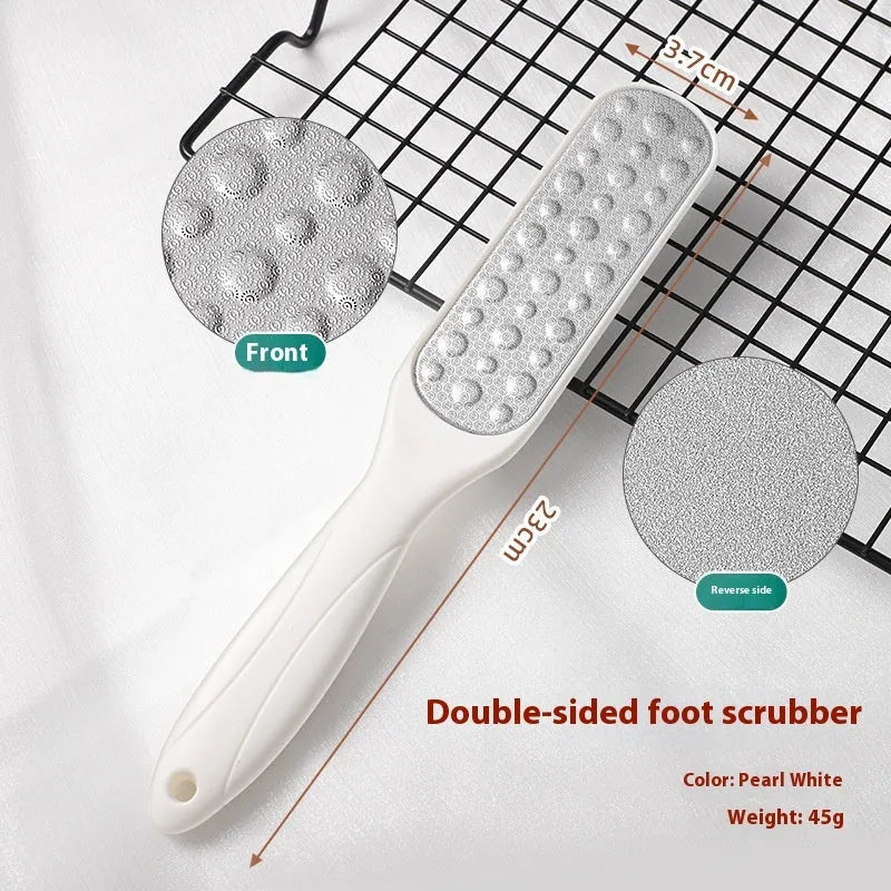 Stainless steel foot grinder with double-sided sandpaper file for pedicure and callus removal.