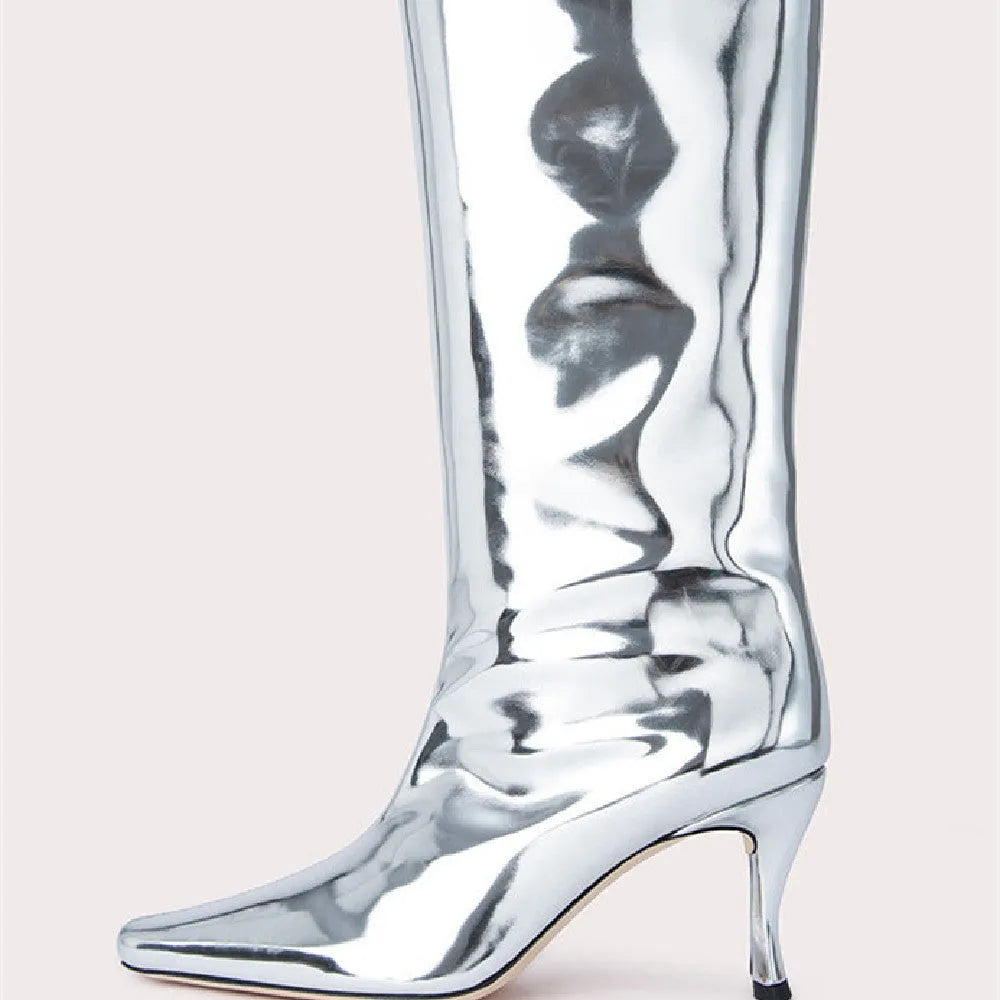 Women's square toe cowboy boot in microfiber, shown in available colours including black, grey, and patterned options.