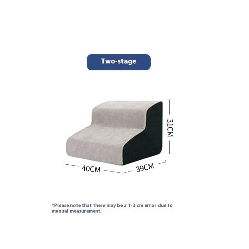 Wave pet stairs for small dogs in cloth fabric with multi-level slope options and colour choices including beige, gray, black, khaki, and tiger embroidery