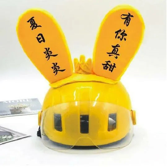 Rabbit-shaped glow ears helmet ornament with Velcro bottom attachment in multiple colour options