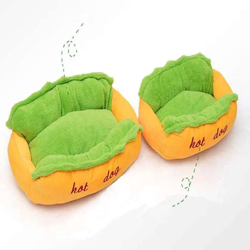 Soft flannelette dog bed cushion with jean cloth sides and anti-slip bottom in a neutral colour