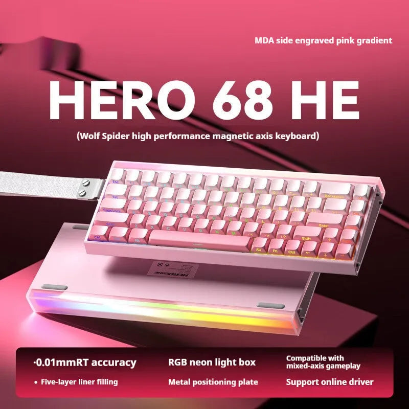 Magnetic axis mechanical keyboard with RGB lighting showing side-engraved design options