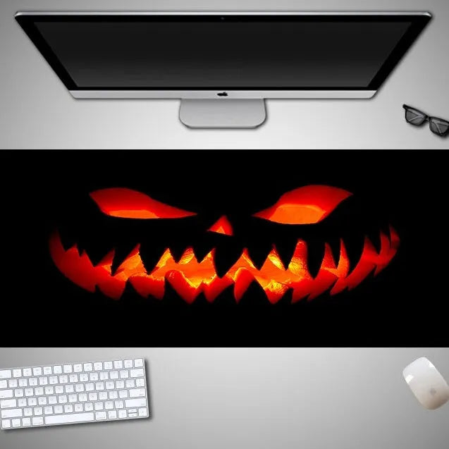Oversized Halloween computer mouse pad with seasonal graphics and non-slip rubber base