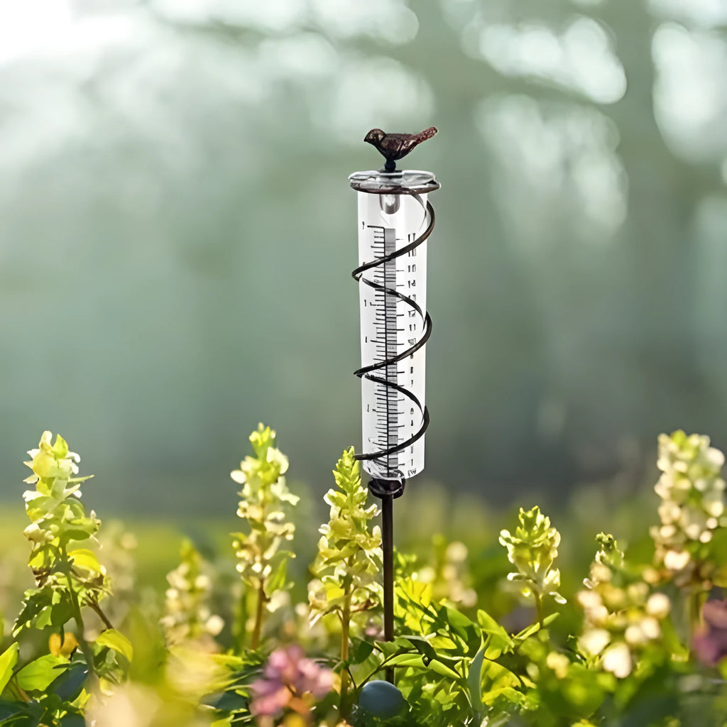 Cast iron bird design rain gauge hyetometer for garden rainfall measurement with 800ml capacity