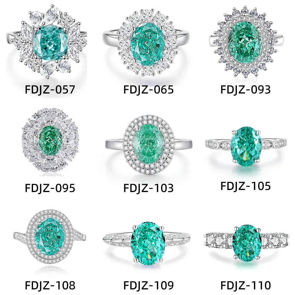 Geometric S925 sterling silver women's ring with emerald and inlaid high carbon diamonds in Palai Bahao style.