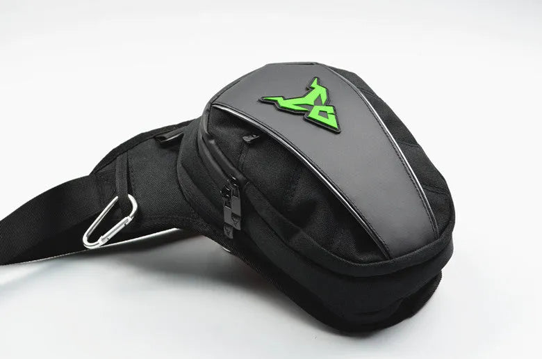 Motorcycle riding leg bag in 1200D Oxford cloth with crossbody shoulder waist attachment
