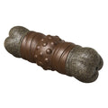 Wood colour plastic dog toothbrush toy with sounding bone design and textured molar rod surface