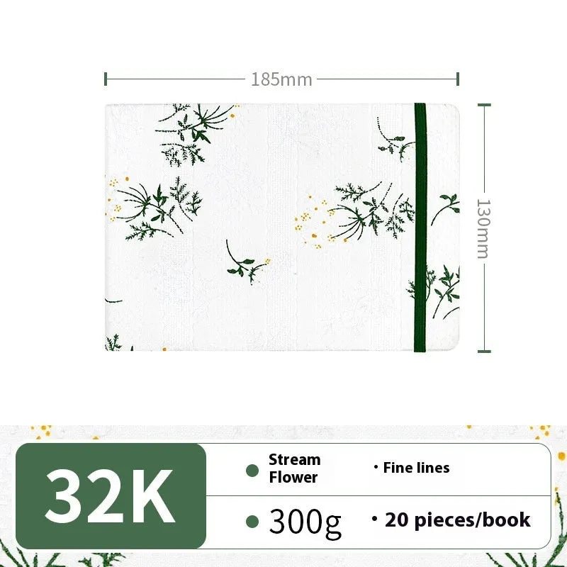 Feiluniao handmade fabric watercolour notebook in 185mm portable size, showing artistic cover design.