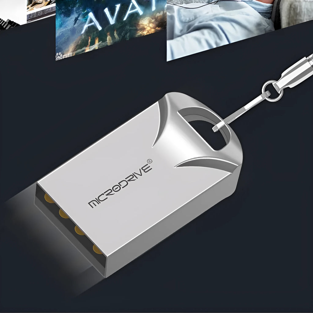 Mini black and silver metal USB flash drive showing compact size and USB connector