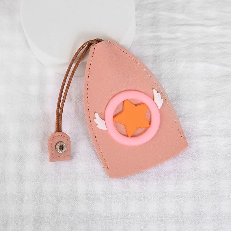 Cartoon design PU leather pull-out car key protector case showing colourful patterns