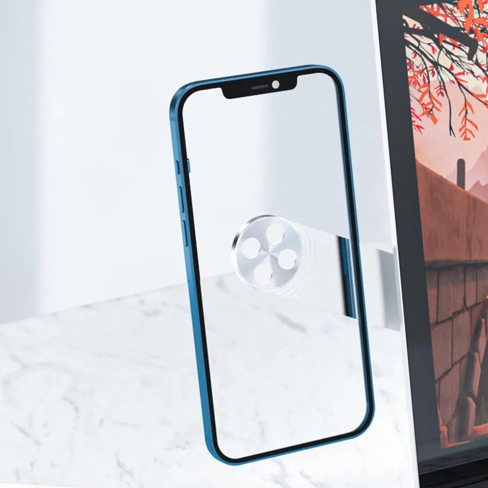 Black aluminium laptop phone holder with magnetic mount attached to computer monitor side