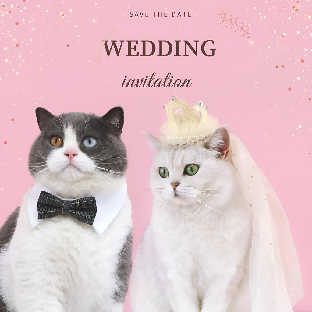 Pet wedding princess crown headdress for cats with beige and pink crown veil options