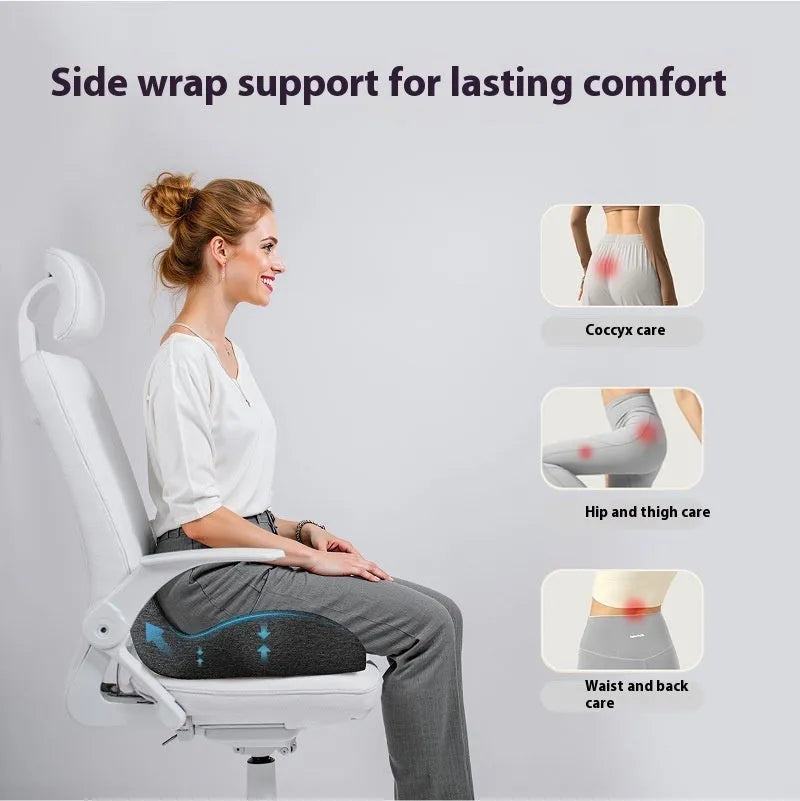 Memory foam office chair cushion in light grey, black, or green measuring 46x43x12cm