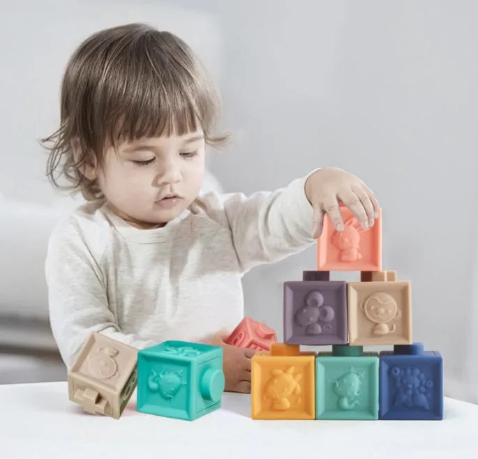 Animal relief soft building blocks 0-38 pieces enamel cognitive domino toy in colour box